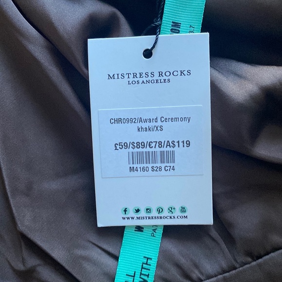 Mistress Rocks, 'Award Ceremony' Dark Khaki One Sleeve Drape Dress, Size XS - Picture 7 of 12